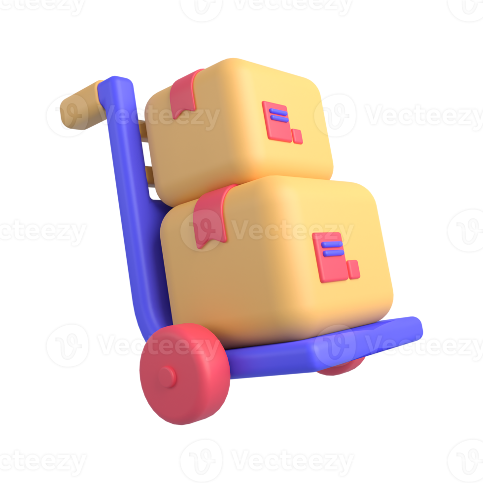 3d illustration of box trolley png