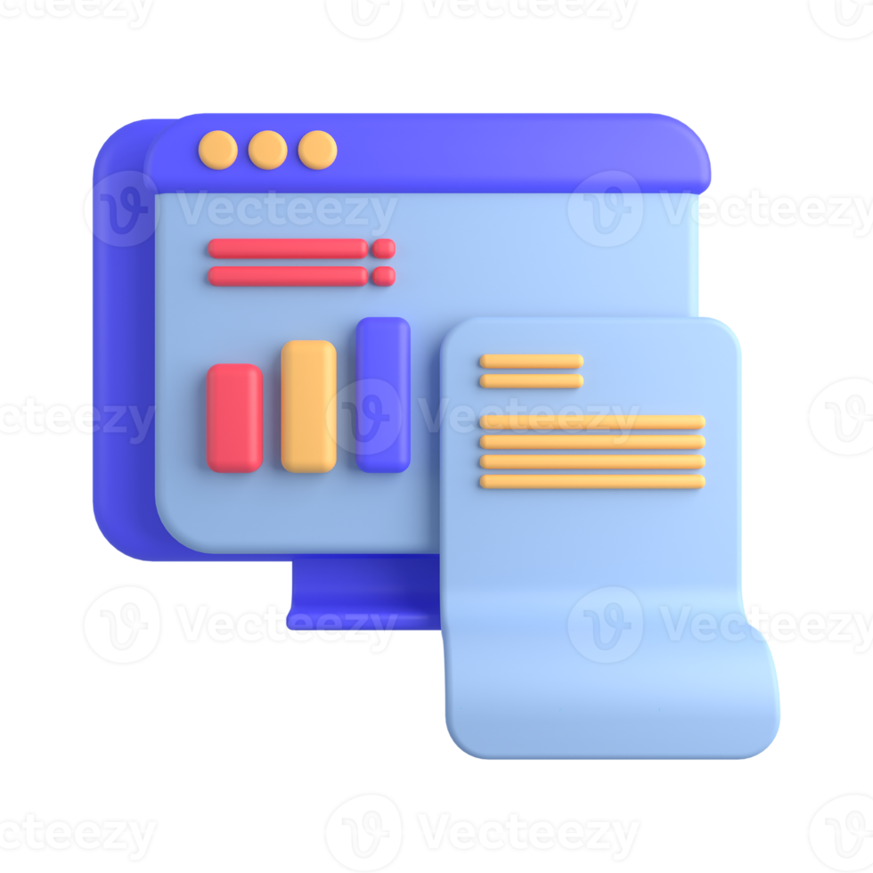 3d illustration of analysis online icon png
