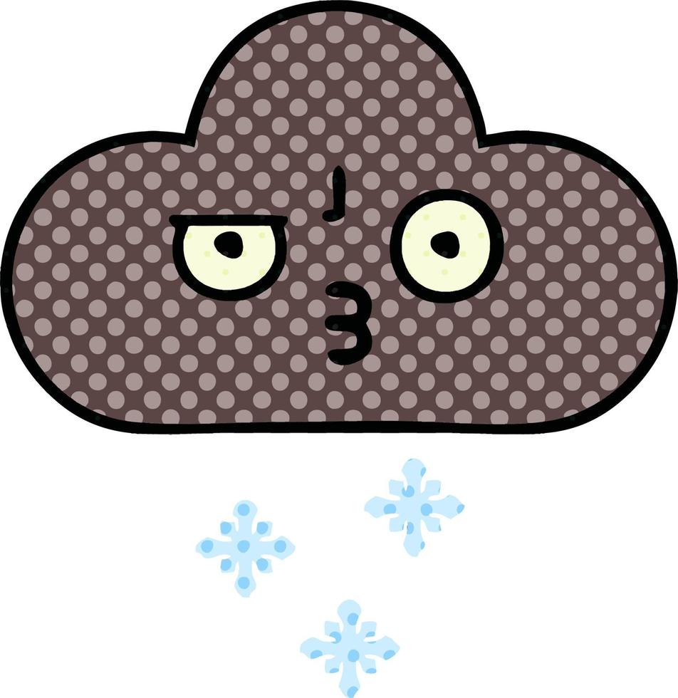 nube de nieve de tormenta de dibujos animados de estilo cómic vector