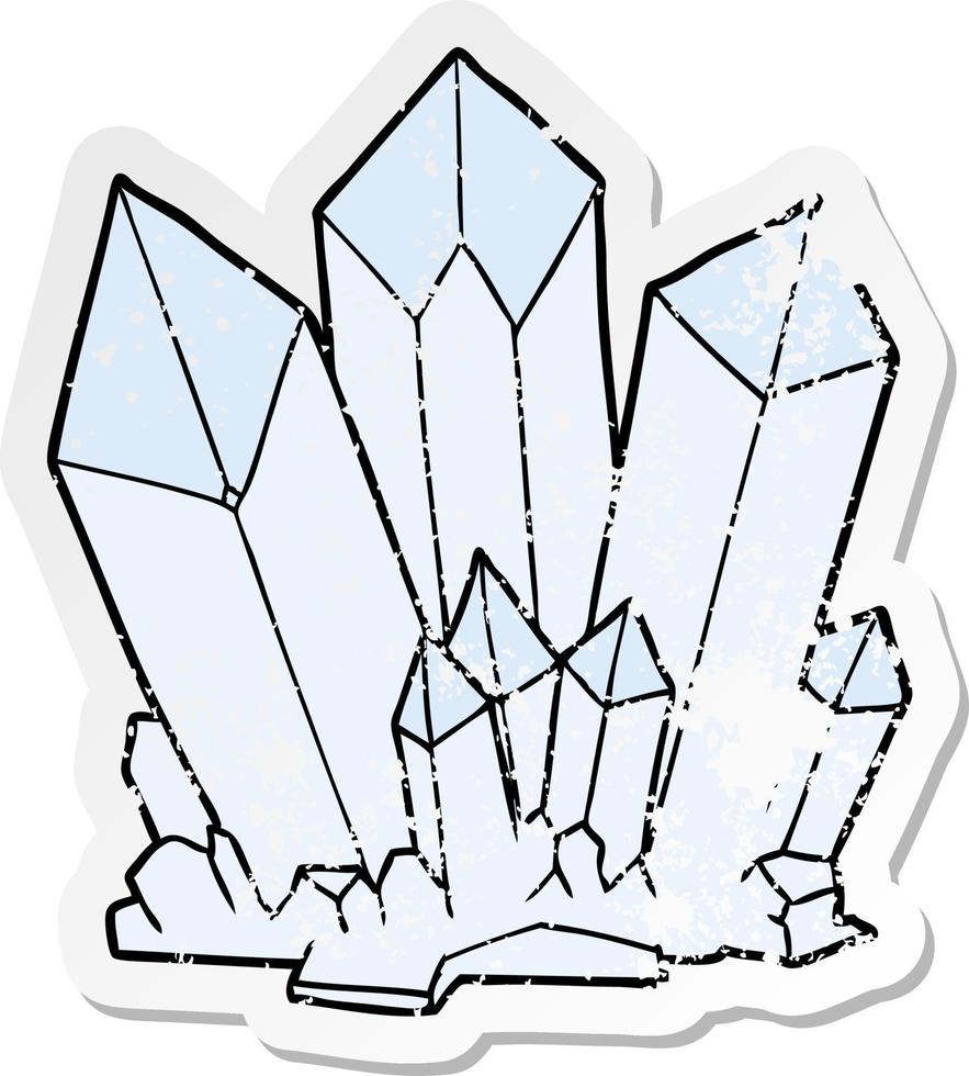 distressed sticker of a cartoon crystals vector