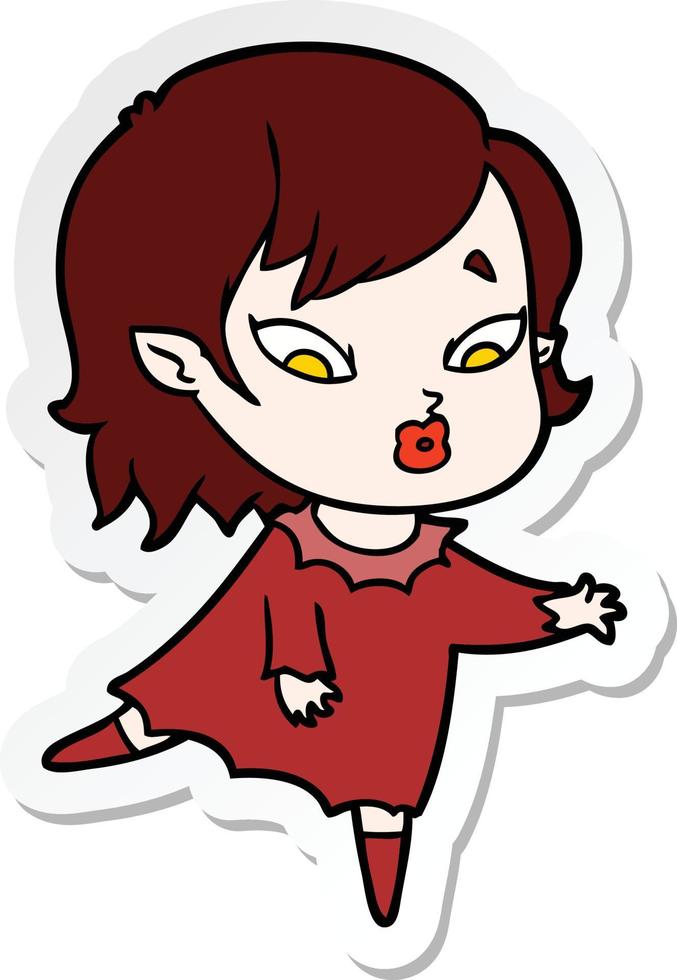 sticker of a cute cartoon vampire girl vector