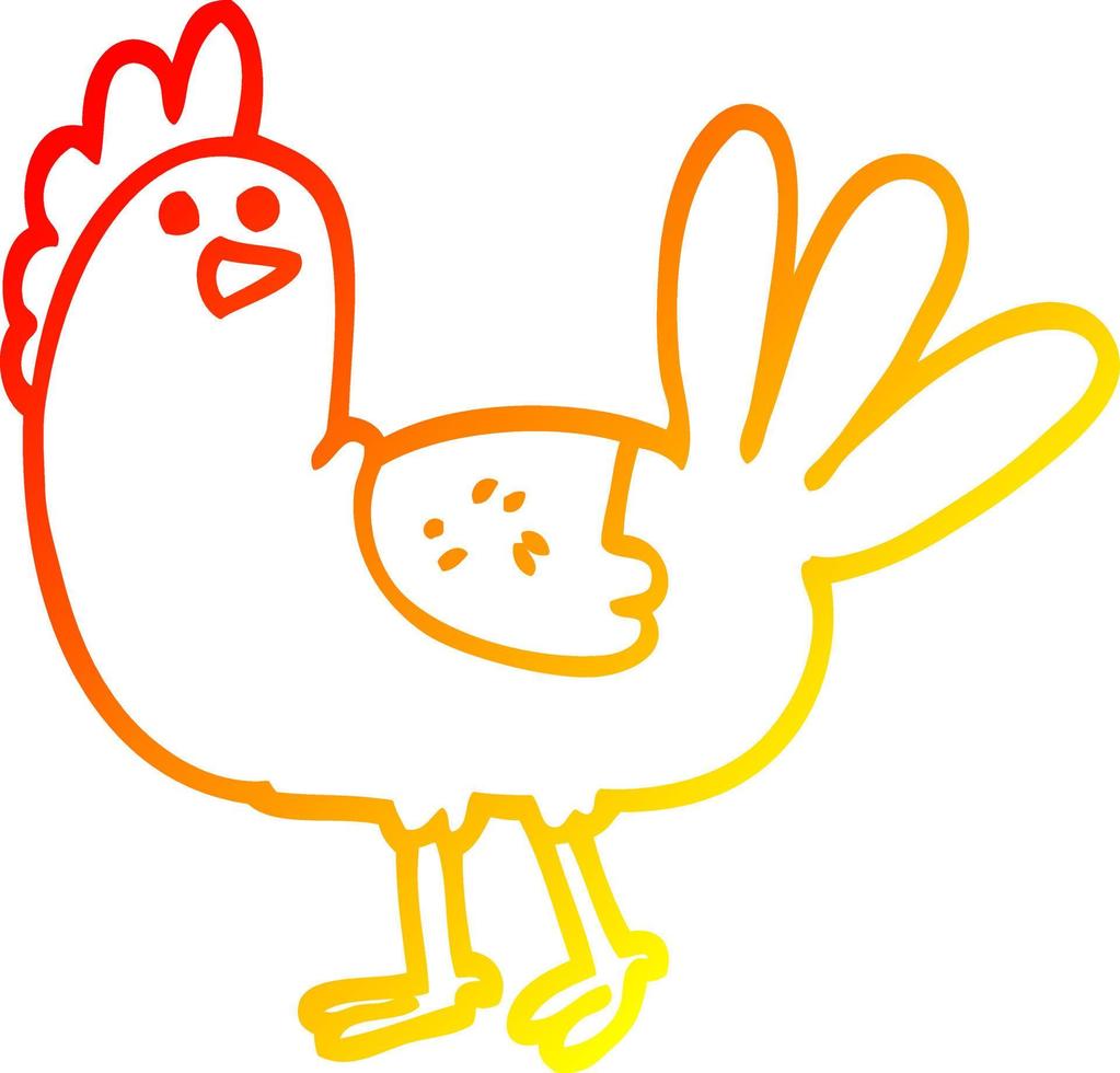 pollo de dibujos animados de dibujo lineal de gradiente cálido vector