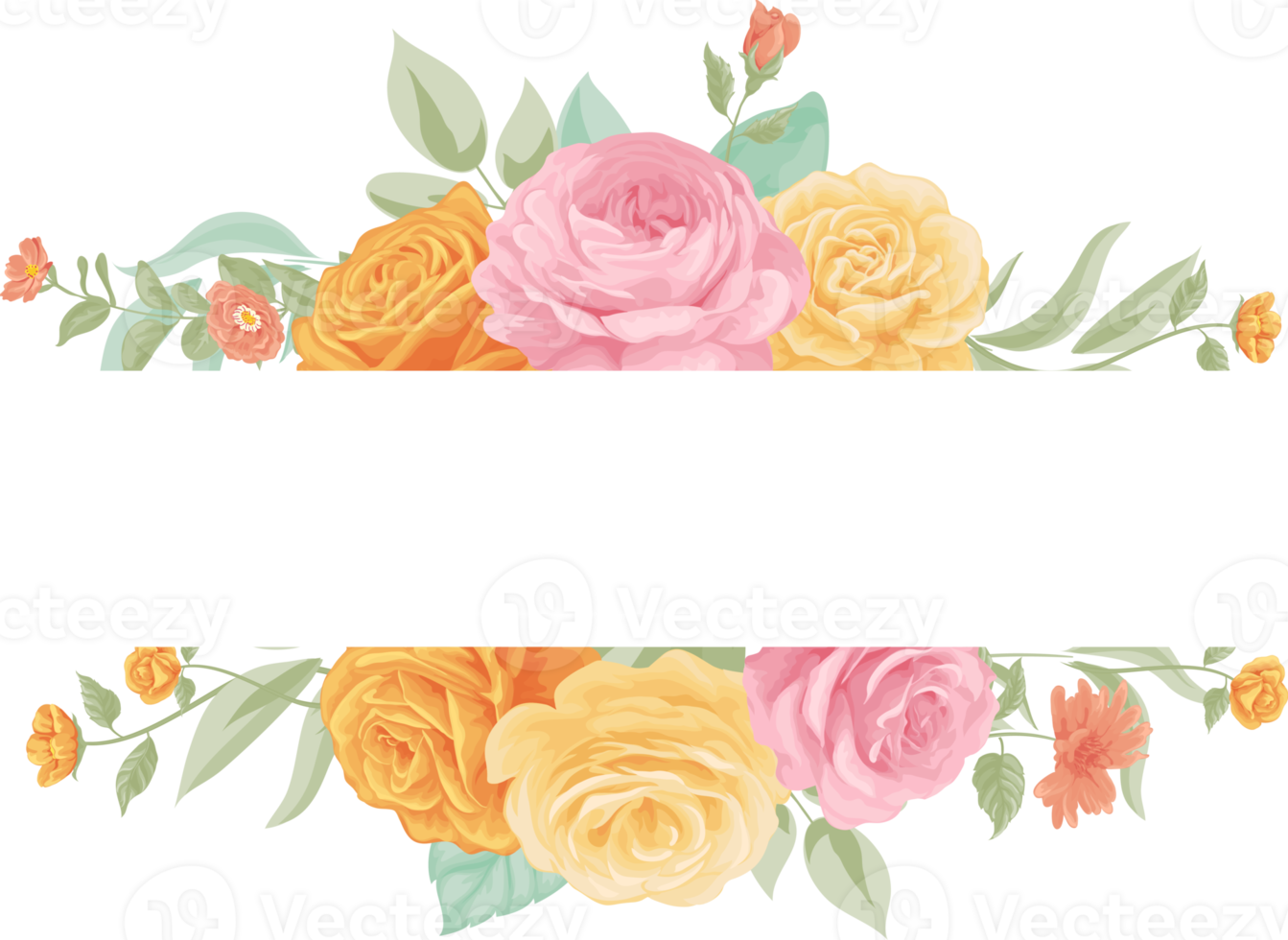 Rose Flower and botanical leaf digital painted png