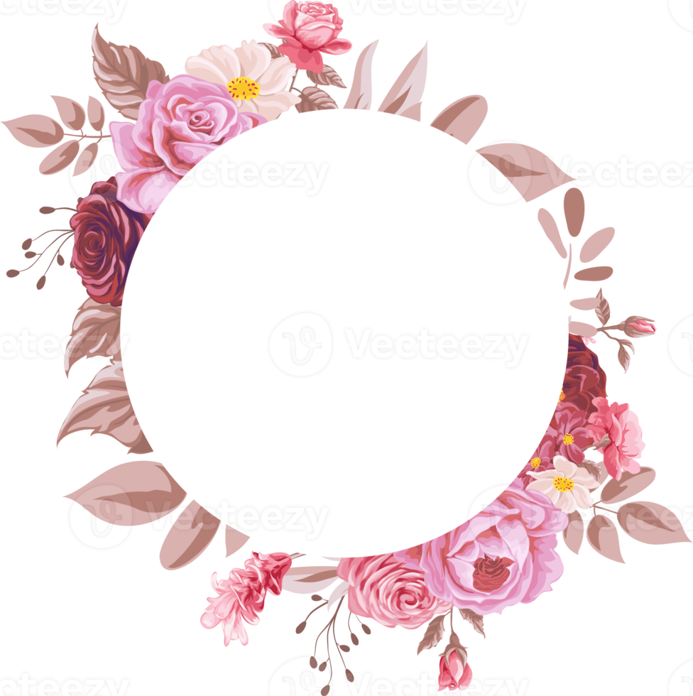 Rose Flower and botanical leaf digital painted png