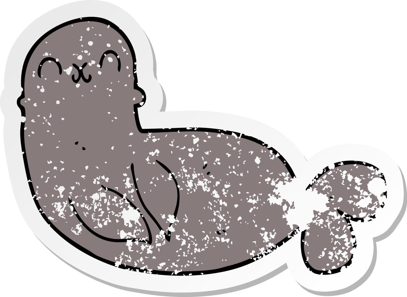 distressed sticker of a cartoon seal vector