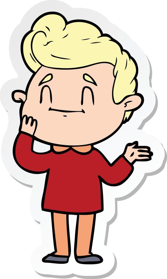 sticker of a happy cartoon man vector