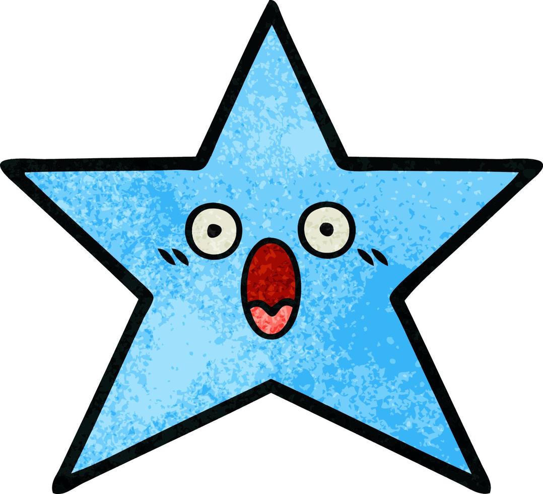 retro grunge texture cartoon star fish vector