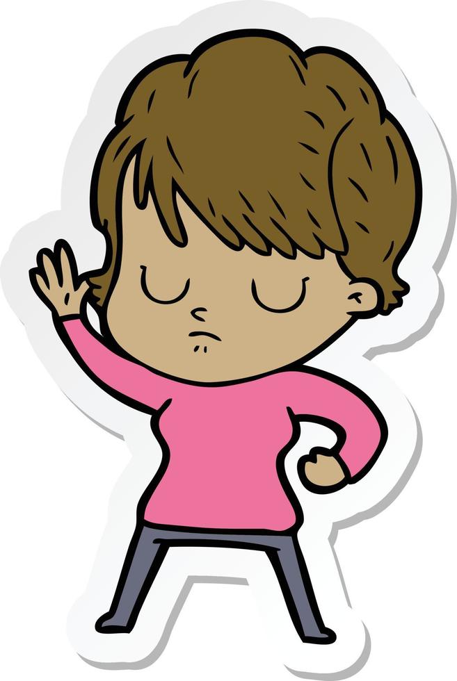 sticker of a cartoon woman vector