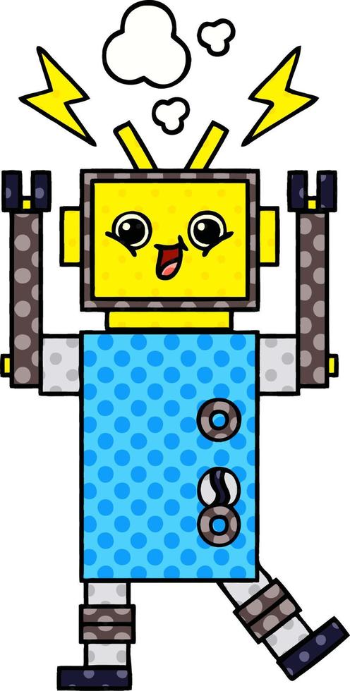 robot feliz de dibujos animados de estilo cómic vector