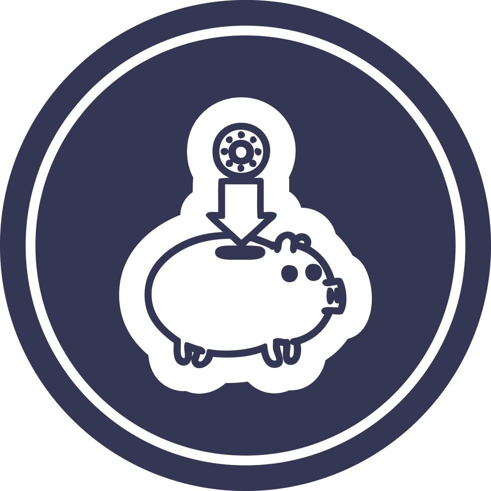 piggy bank circular icon vector