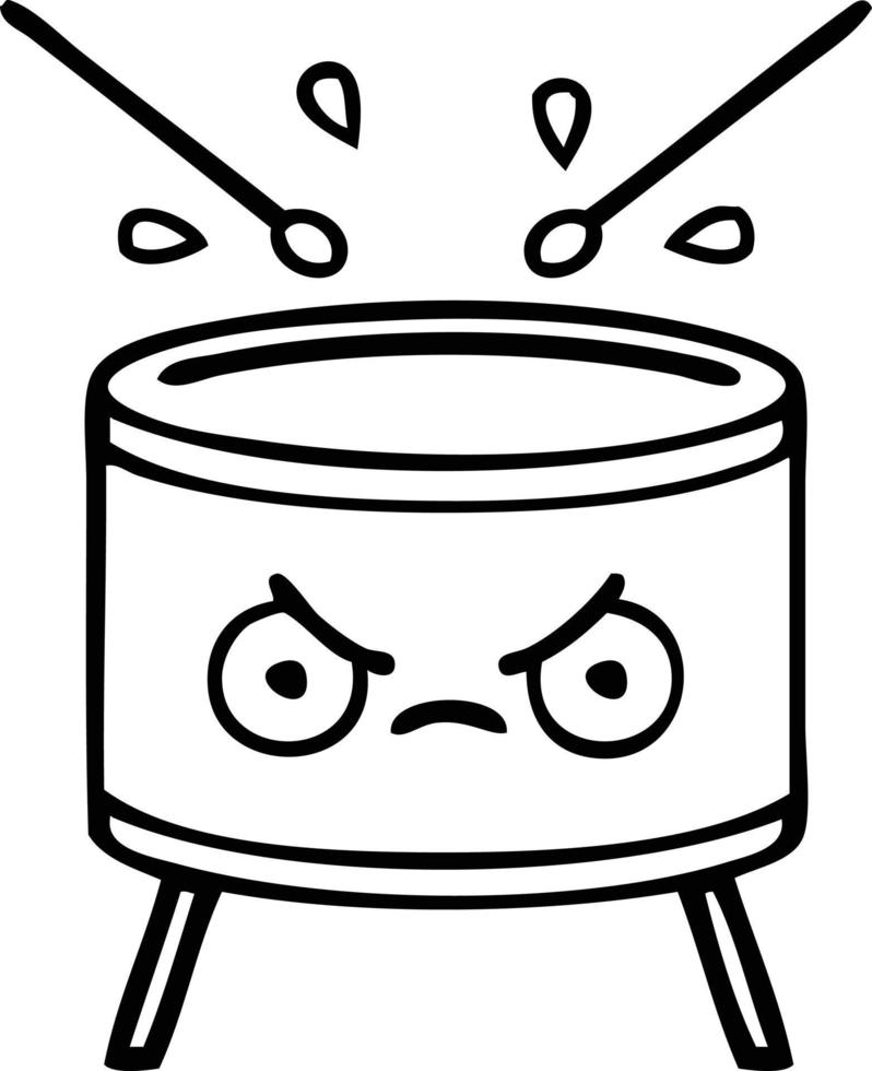 line drawing cartoon drum vector