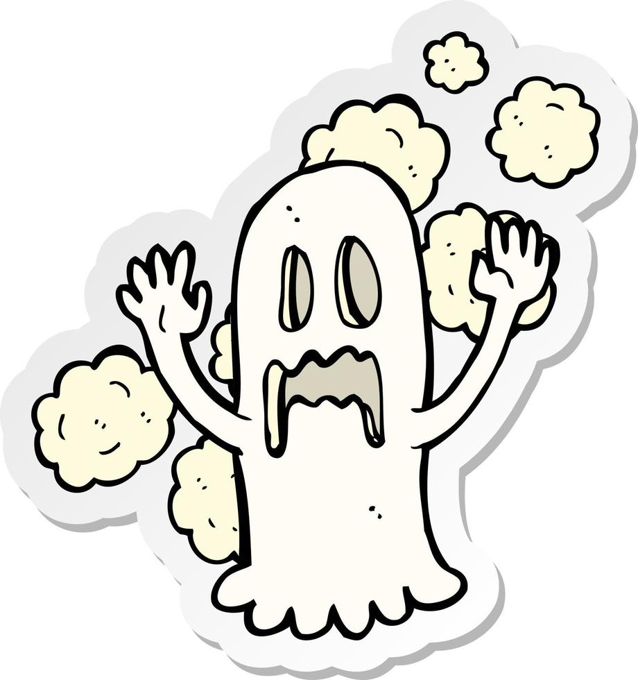 sticker of a cartoon spooky ghost vector