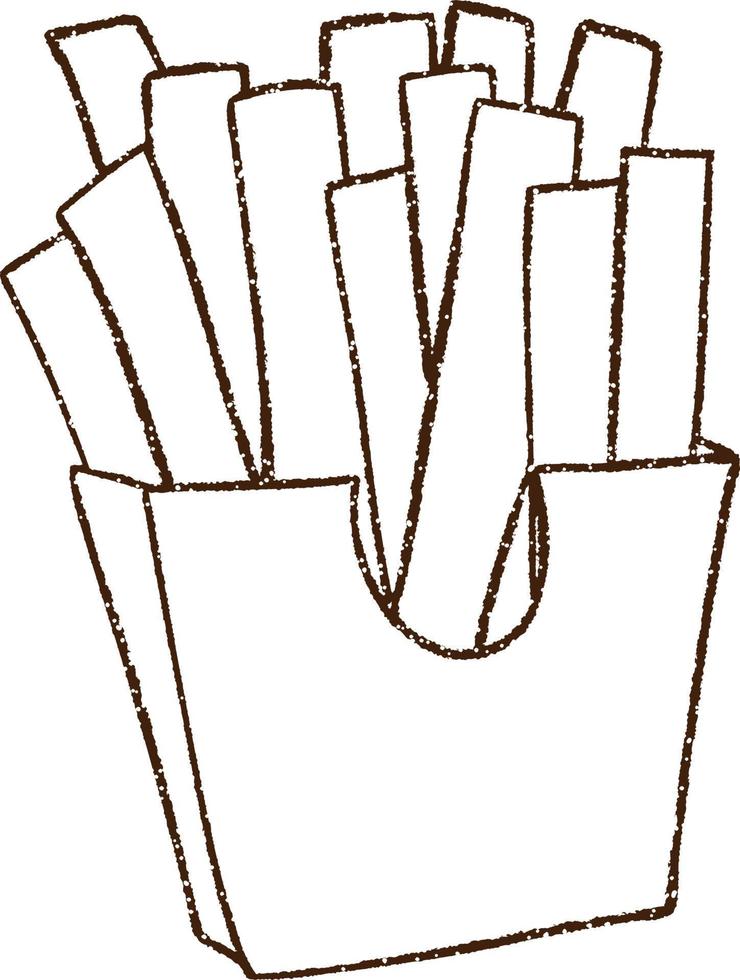 French Fries Charcoal Drawing vector