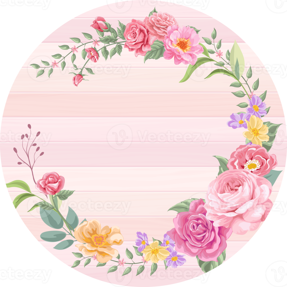 Rose Flower and botanical leaf digital painted png
