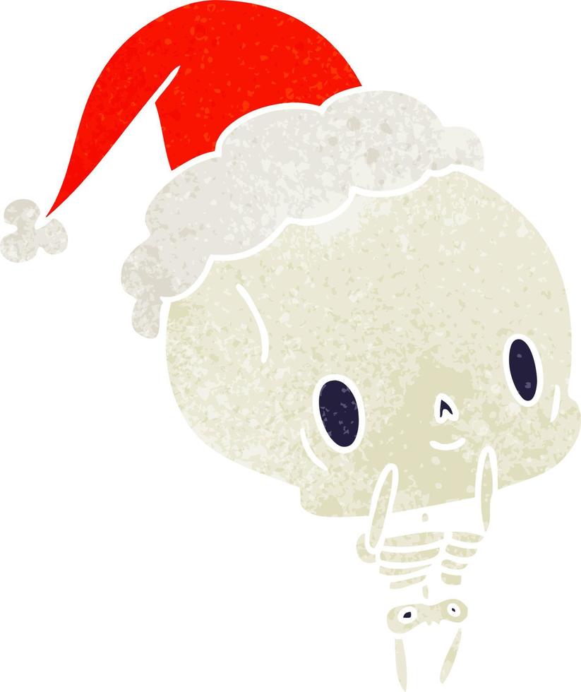 dibujos animados retro de navidad del esqueleto kawaii vector