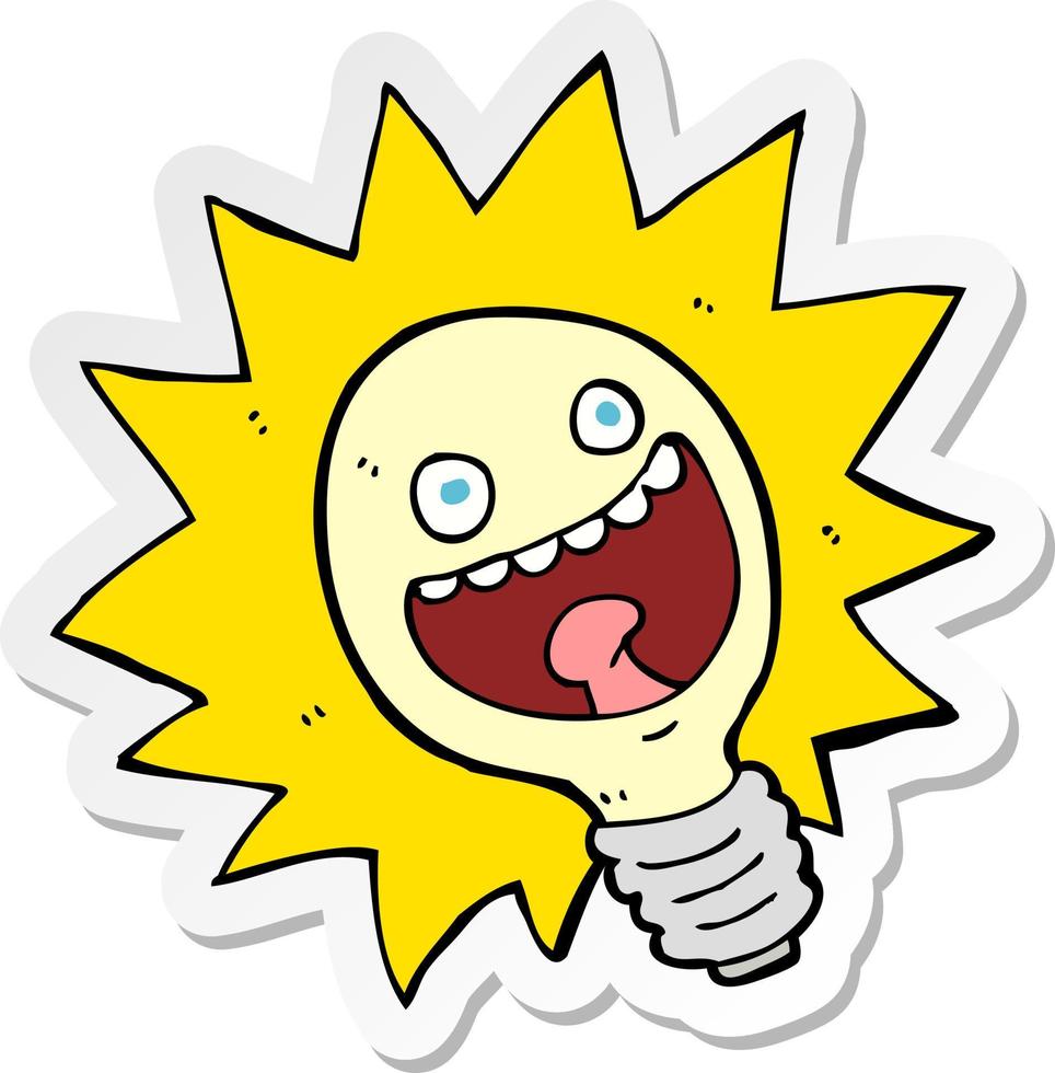 sticker of a cartoon lightbulb vector