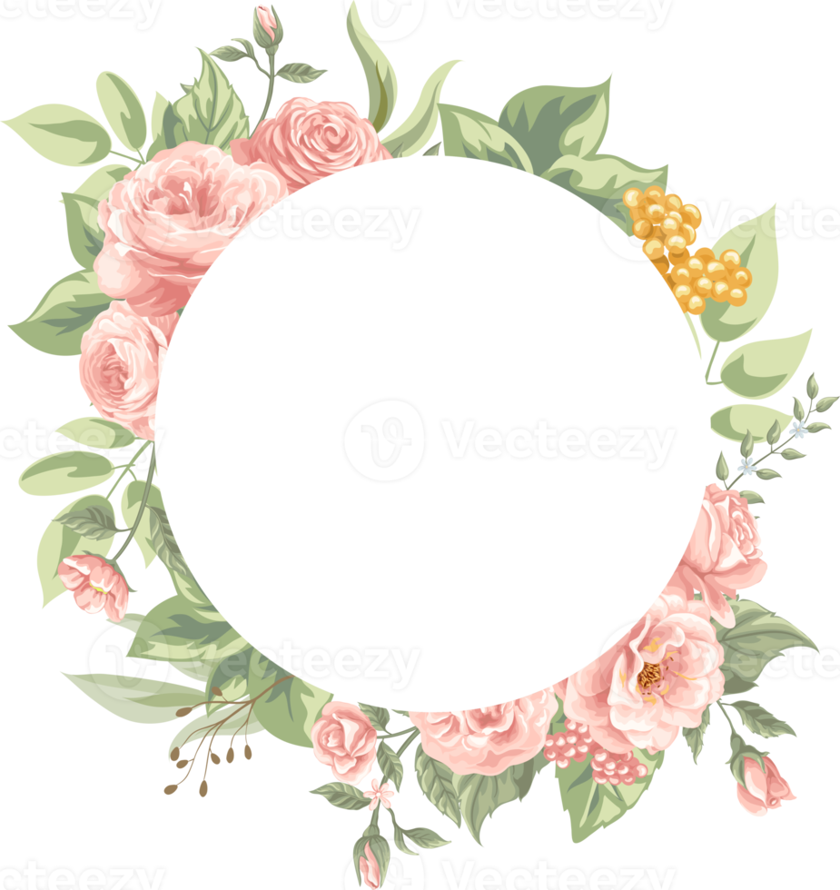 Rose Flower and botanical leaf digital painted png