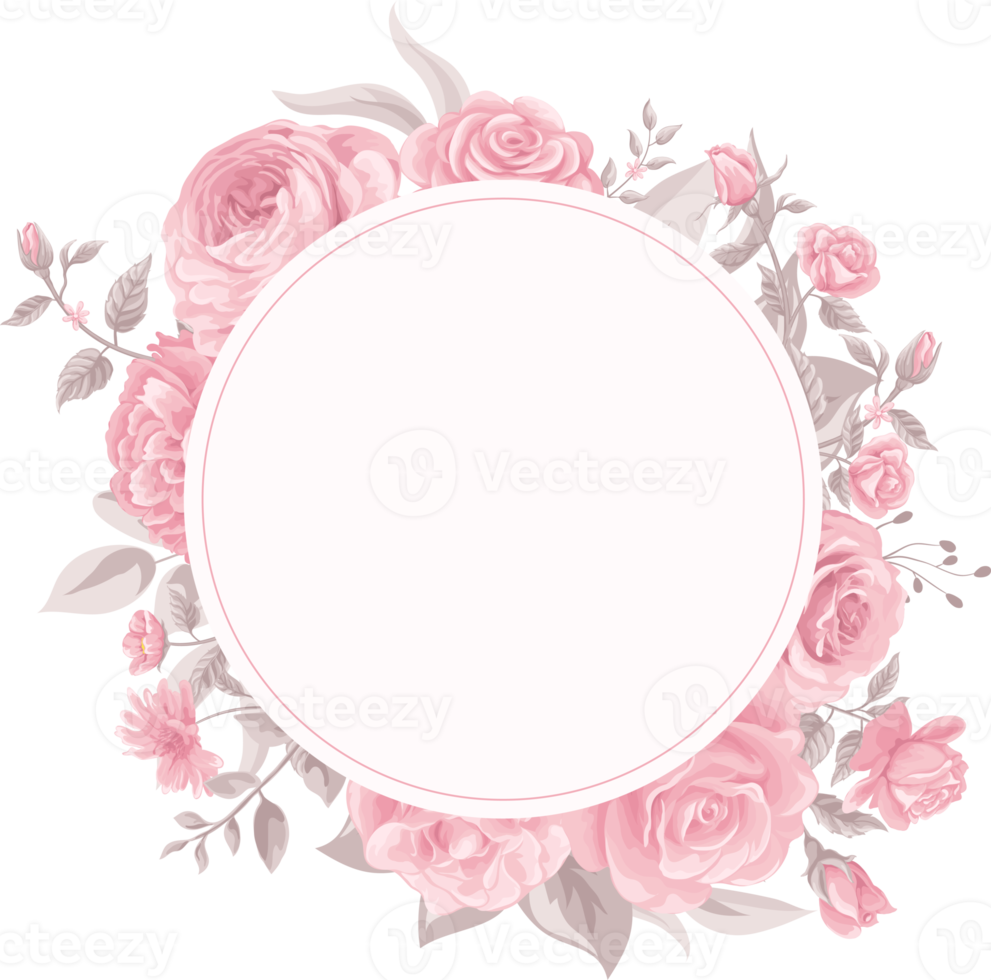 Rose Flower and botanical leaf digital painted png