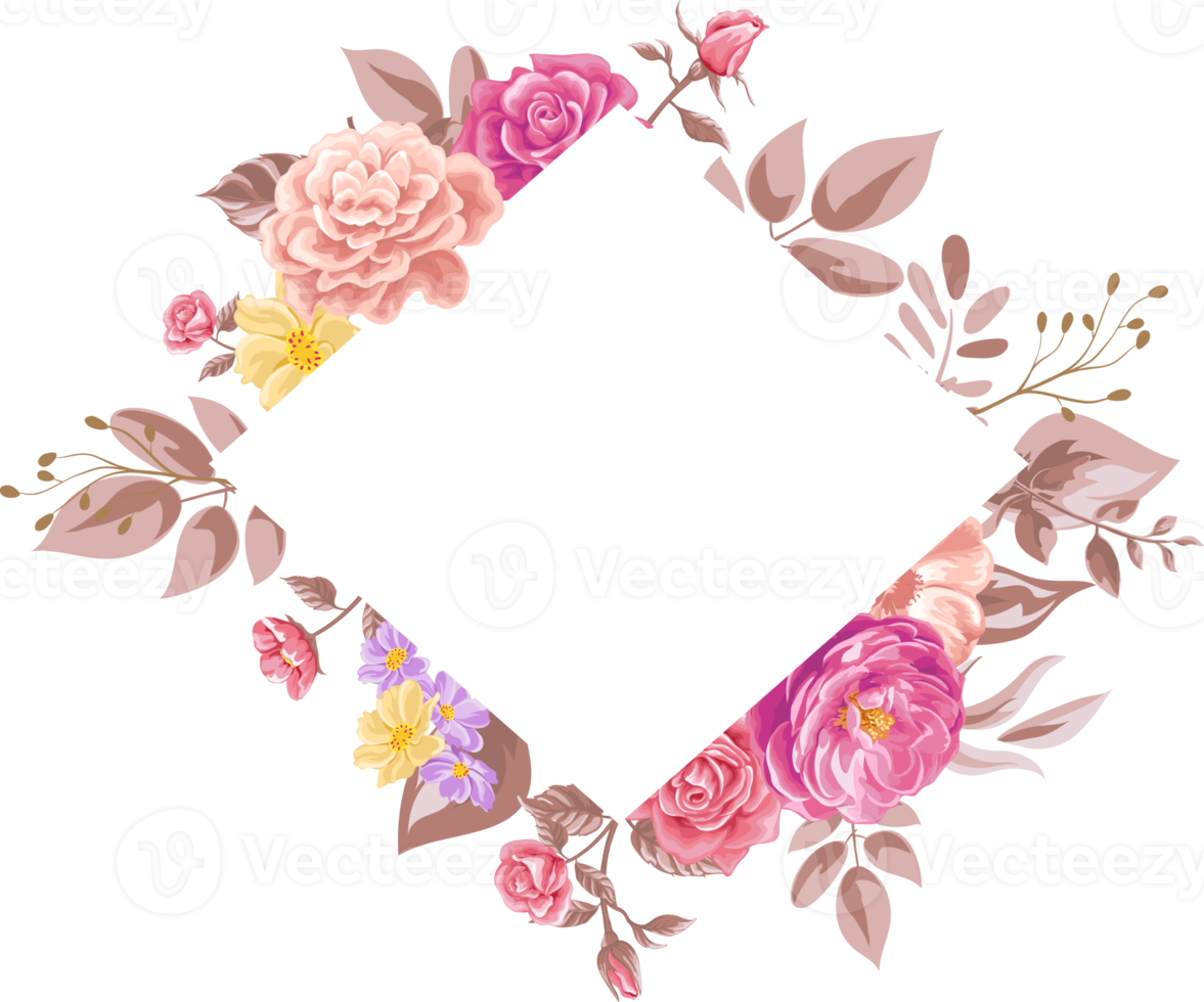 Rose Flower and botanical leaf digital painted png