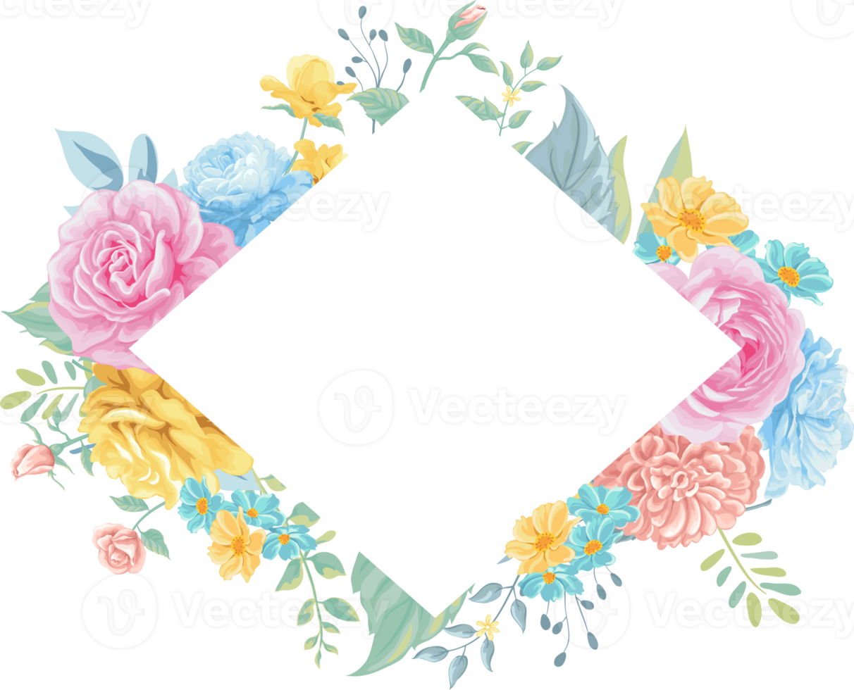 Rose Flower and botanical leaf digital painted png
