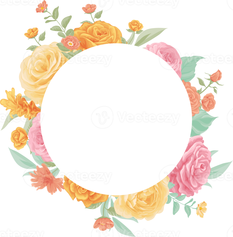 Rose Flower and botanical leaf digital painted png