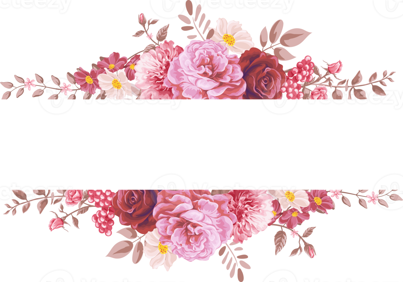 Rose Flower and botanical leaf digital painted png