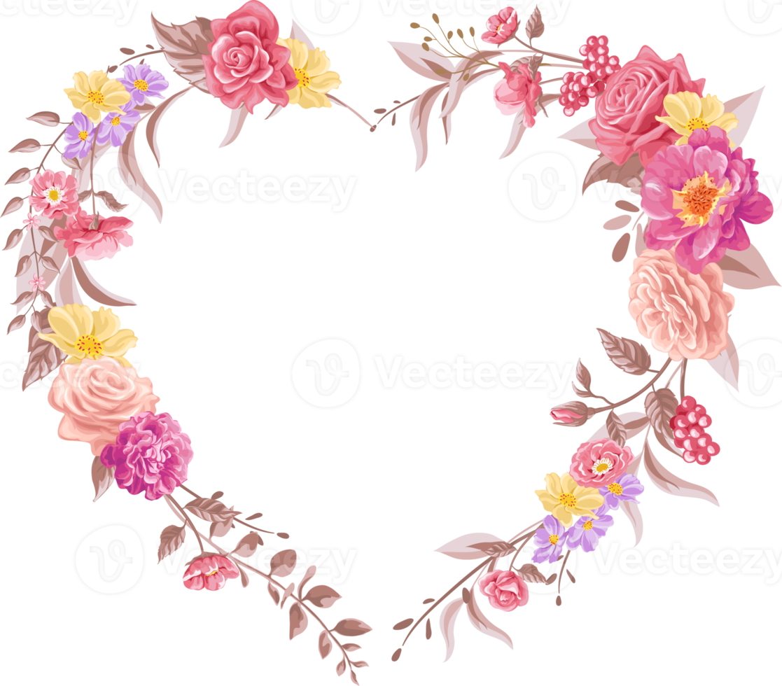 Rose Flower and botanical leaf digital painted png