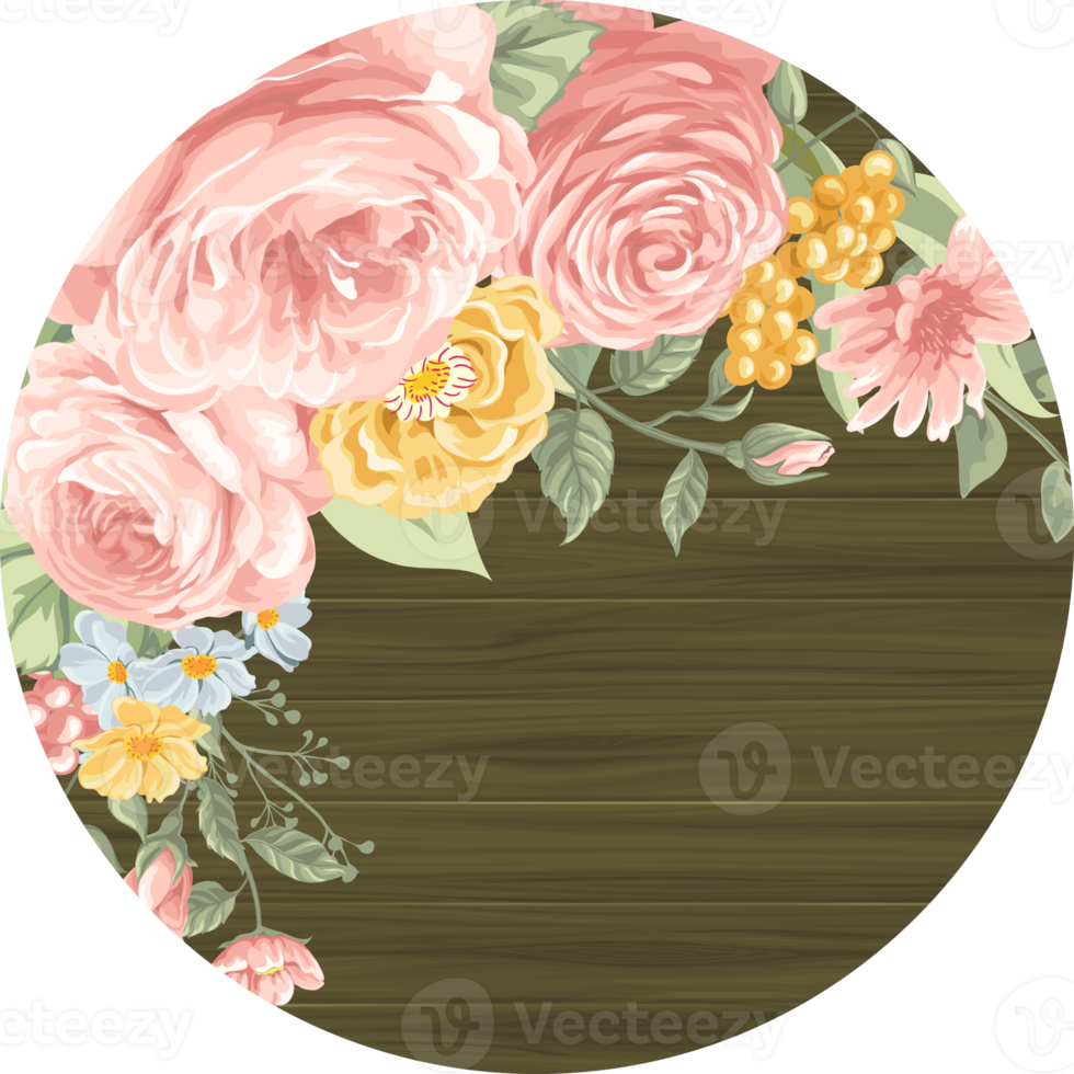 Rose Flower and botanical leaf digital painted png