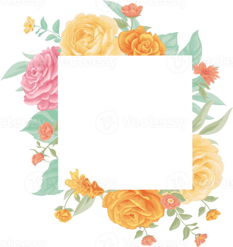 Rose Flower and botanical leaf digital painted png