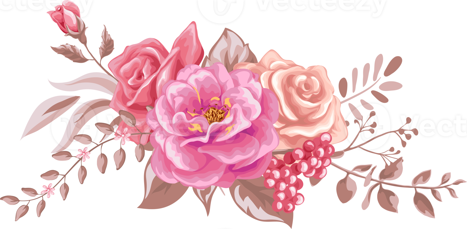 Rose Flower and botanical leaf digital painted 9597478 PNG