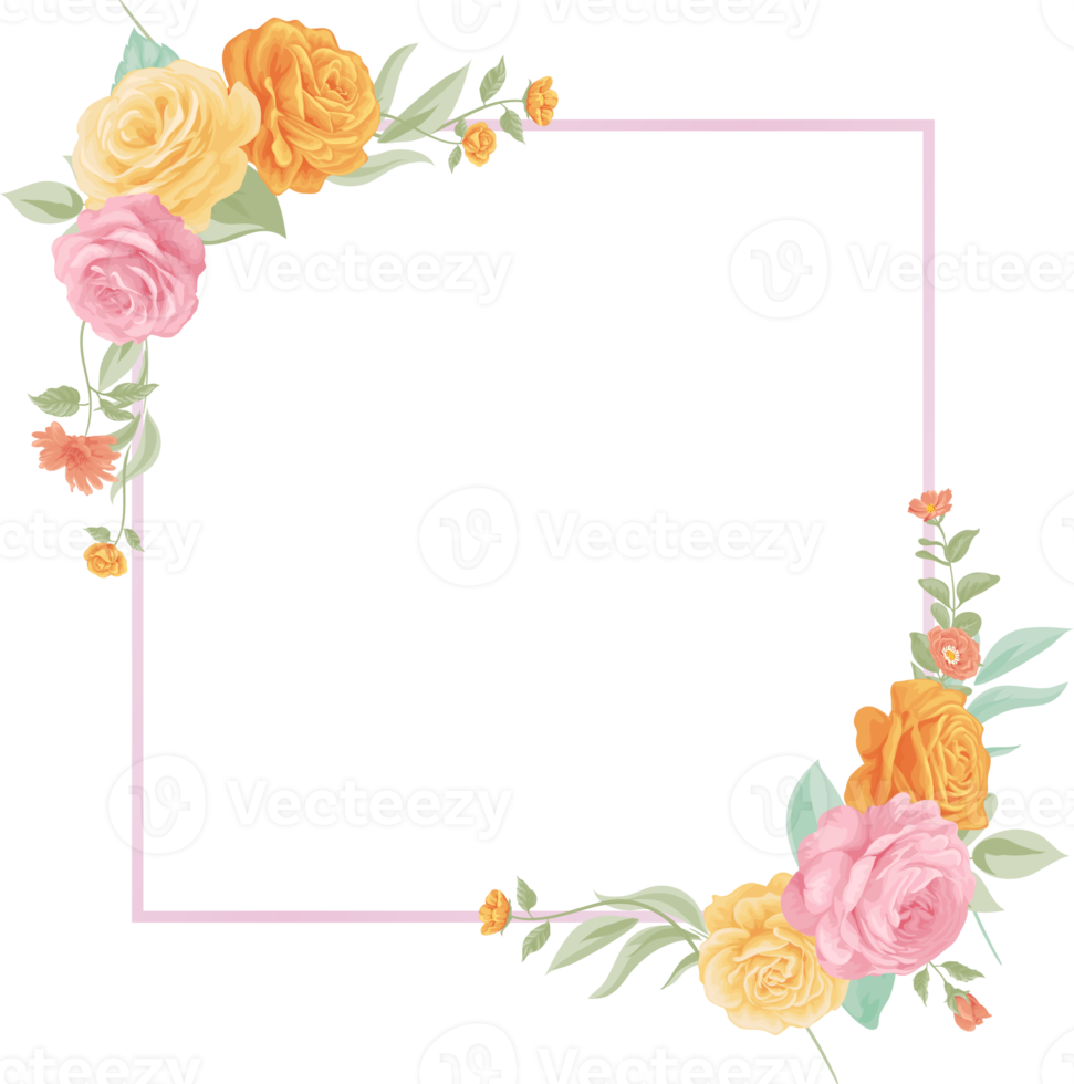 Rose Flower and botanical leaf digital painted png