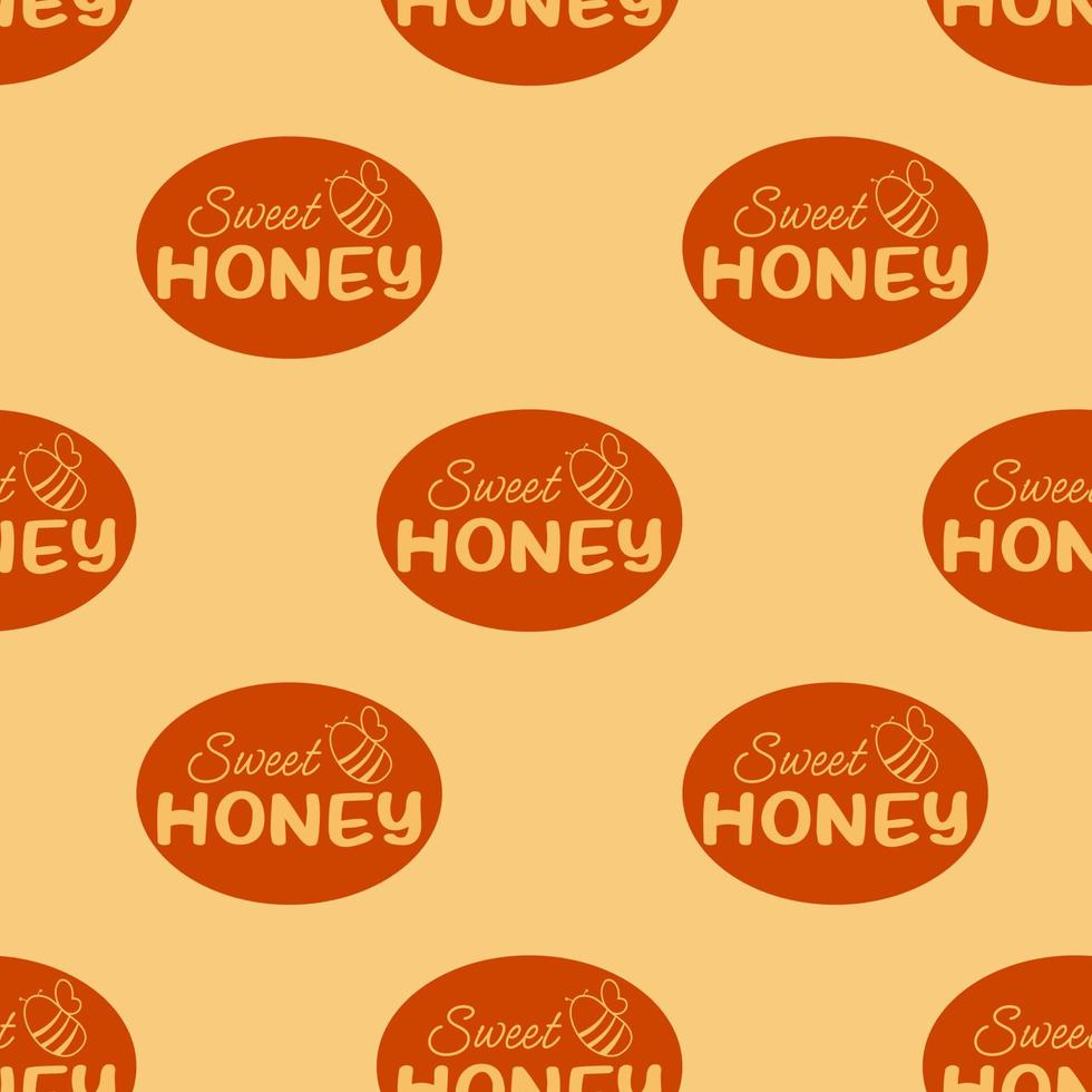 Seamless pattern with the text sweet honey, logo for honey production, pattern for packaging honey products vector