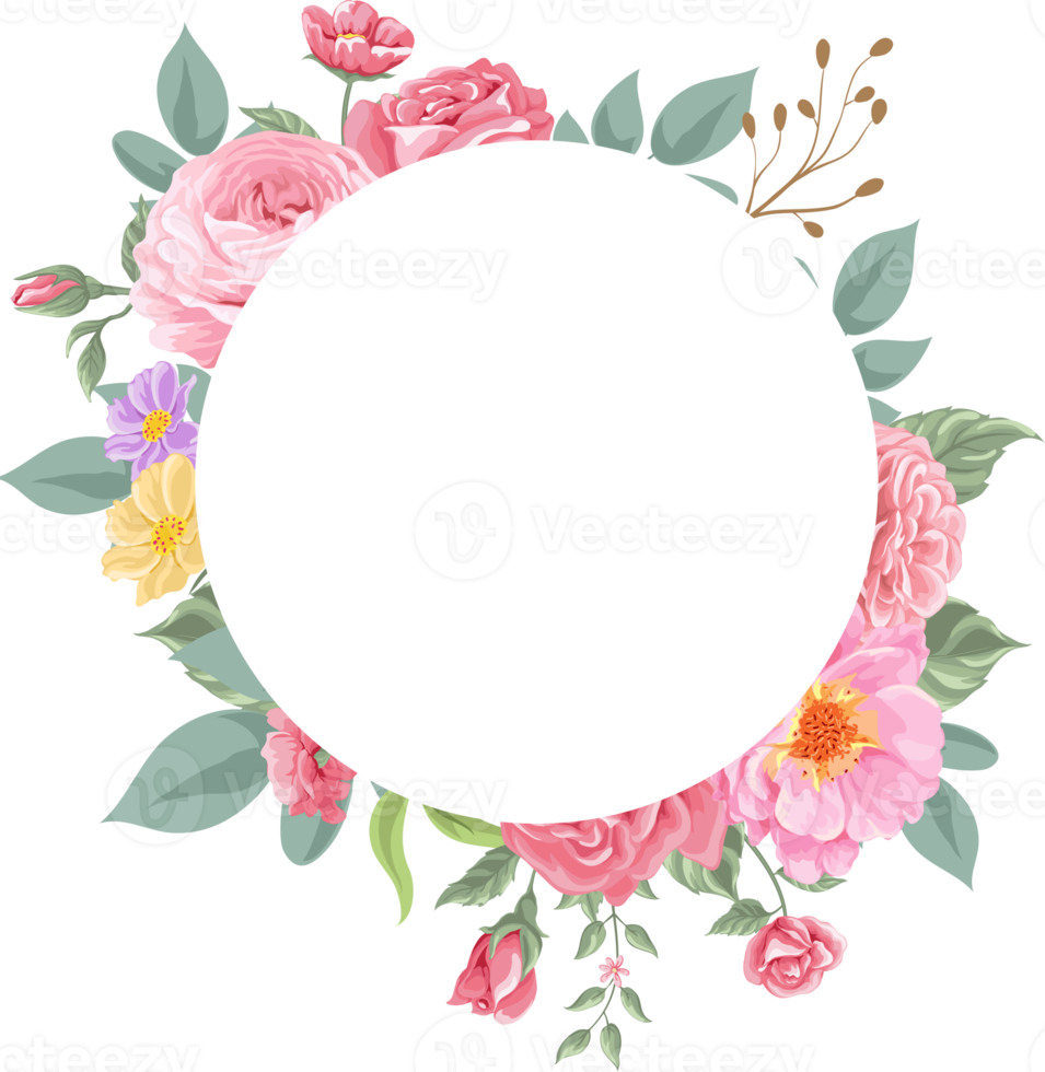 Rose Flower and botanical leaf digital painted png