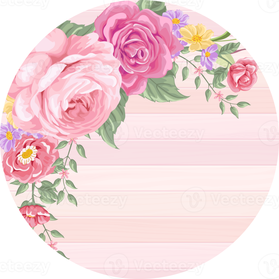 Rose Flower and botanical leaf digital painted png
