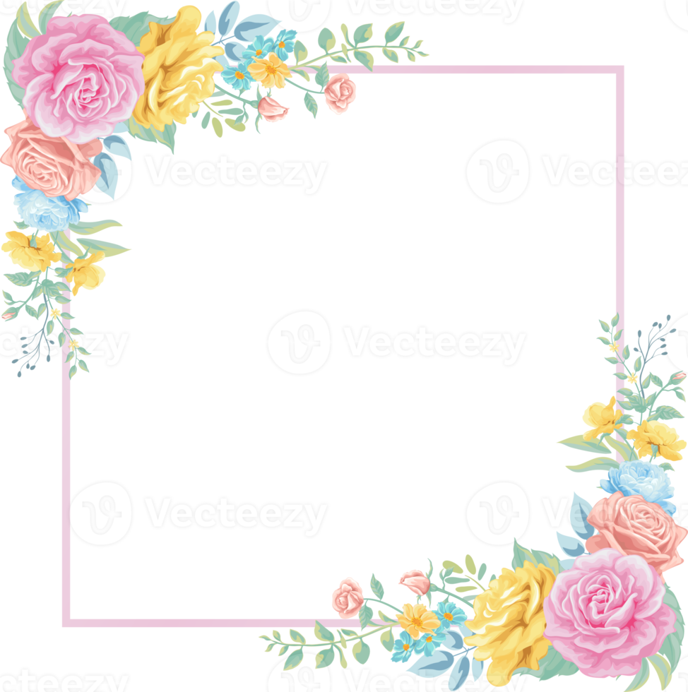 roze bloem en botanisch blad digitaal geschilderd png