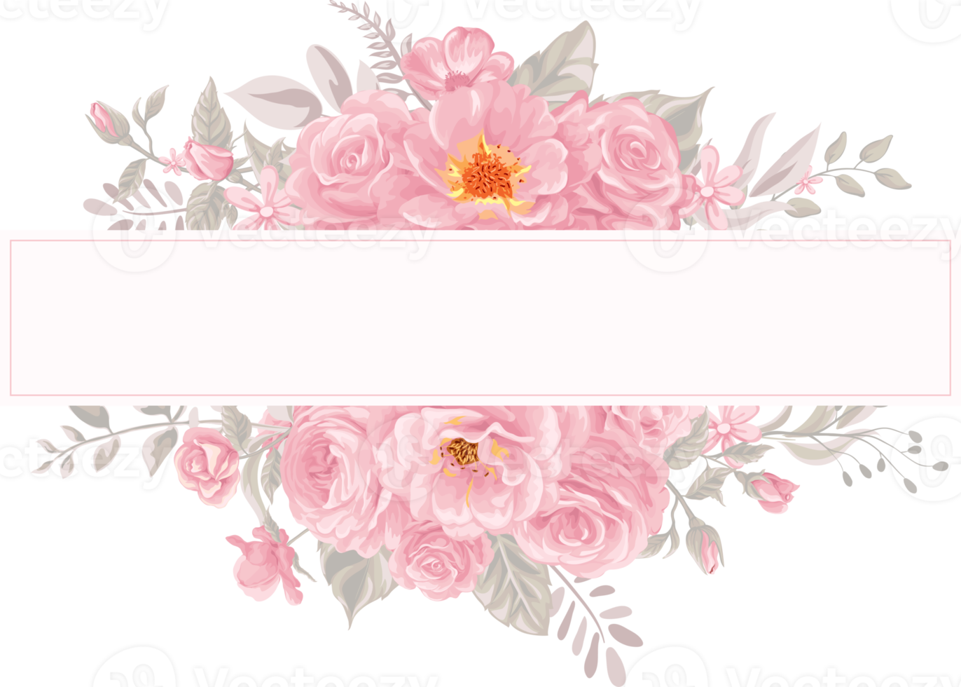 Rose Flower and botanical leaf digital painted png