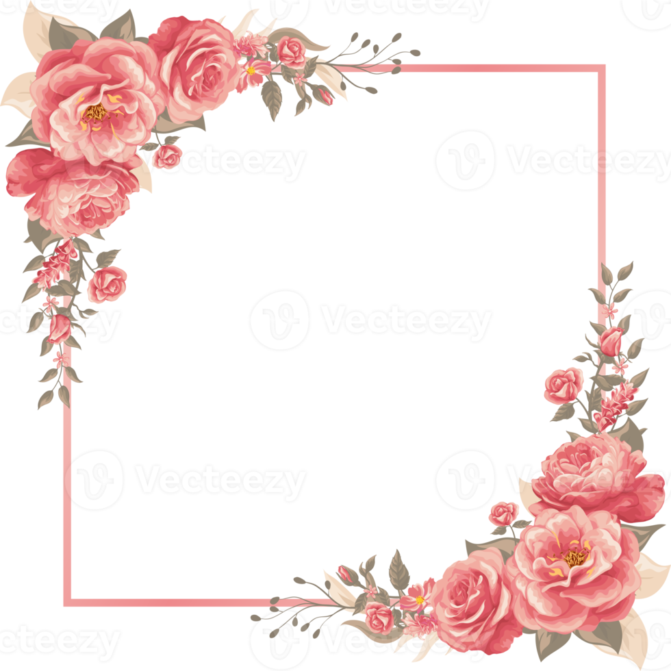 roze bloem en botanisch blad digitaal geschilderd png