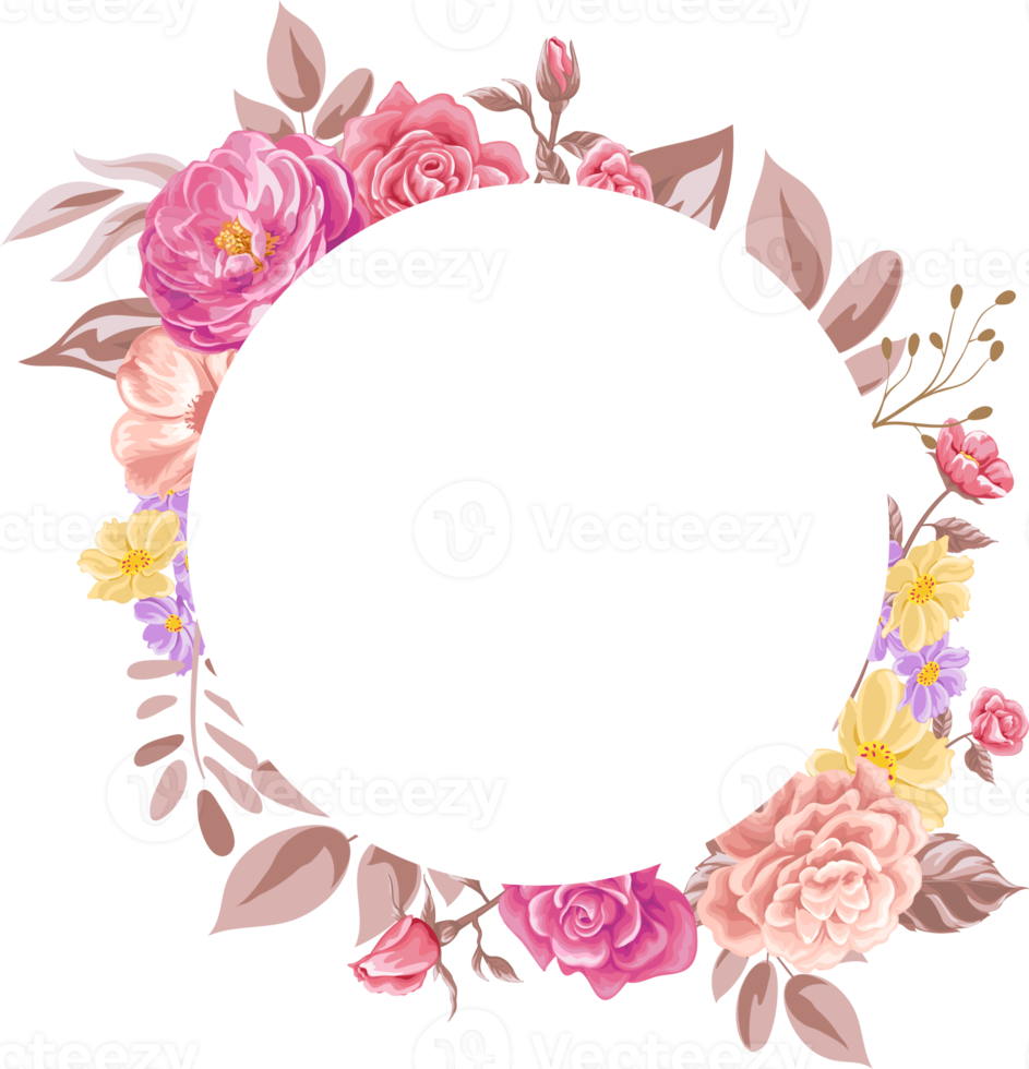 Rose Flower and botanical leaf digital painted png