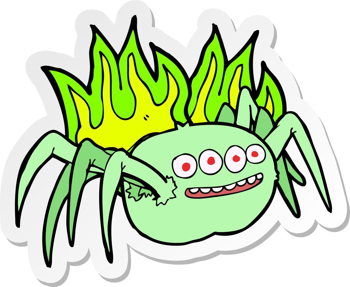 sticker of a cartoon spooky spider vector