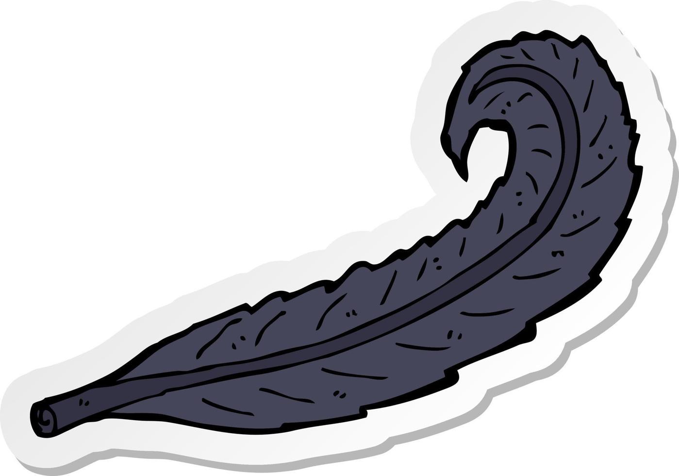 sticker of a cartoon feather vector