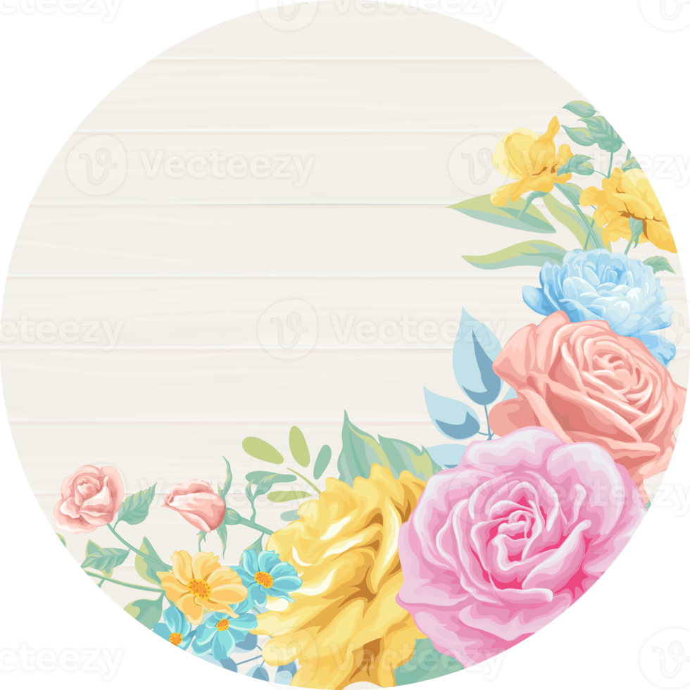 Rose Flower and botanical leaf digital painted png