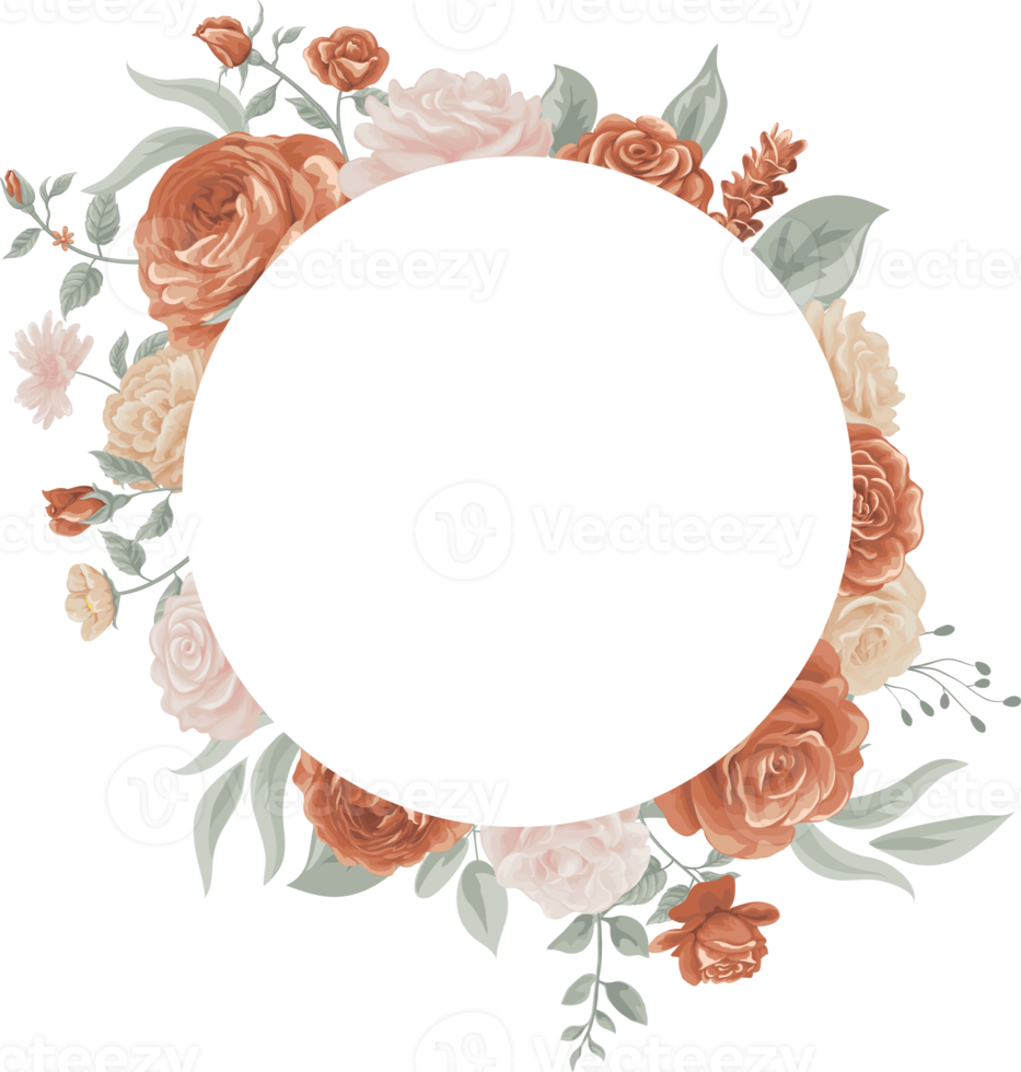 Rose Flower and botanical leaf digital painted png