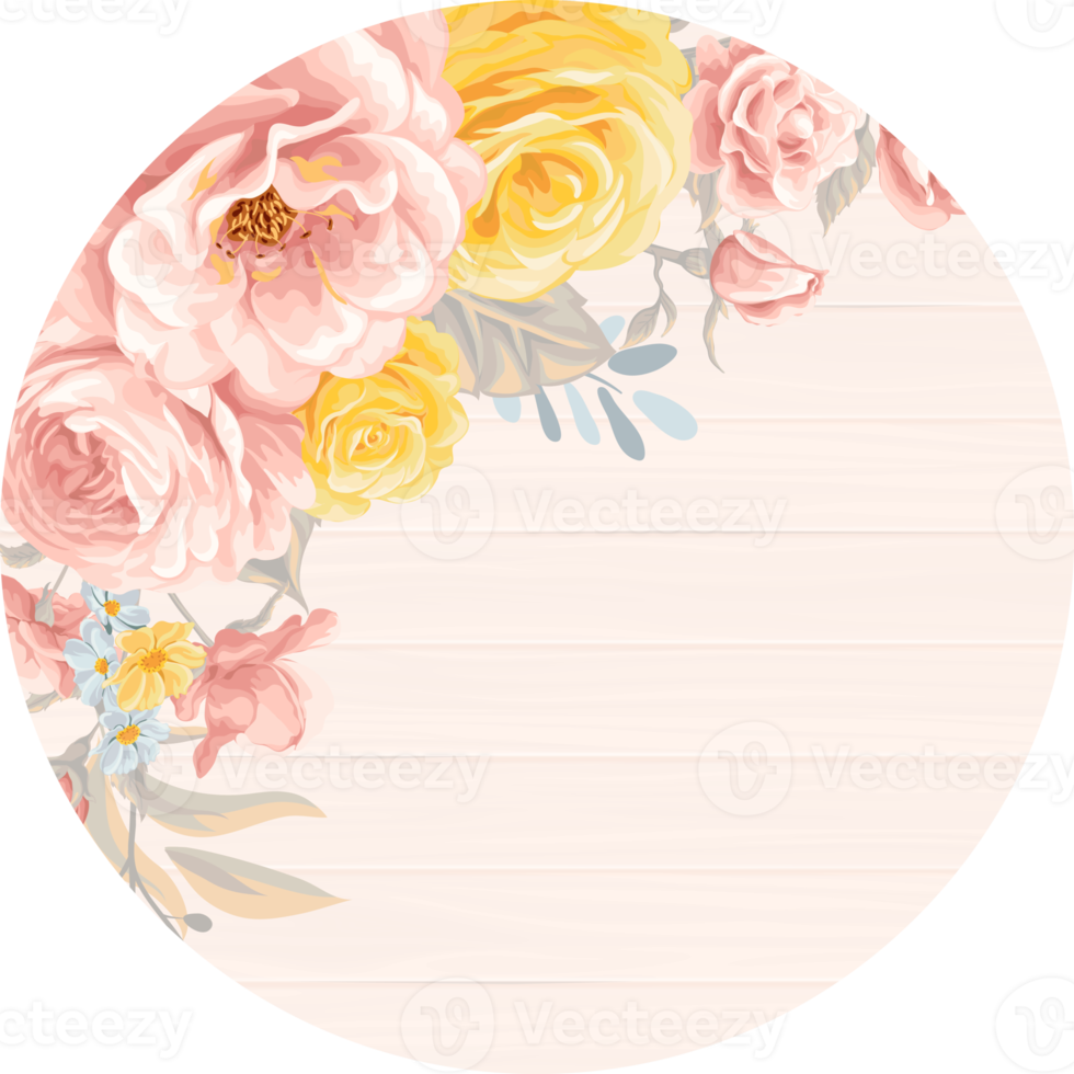 Rose Flower and botanical leaf digital painted png