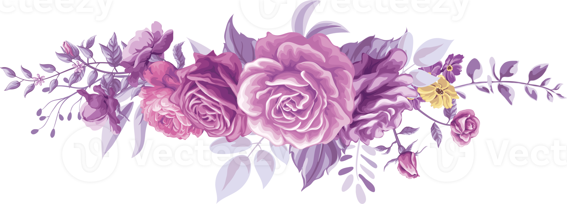 Rose Flower and botanical leaf digital painted png