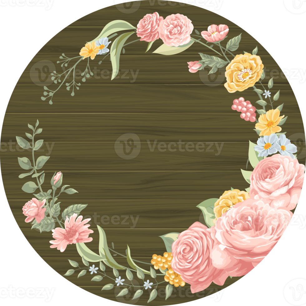 Rose Flower and botanical leaf digital painted png