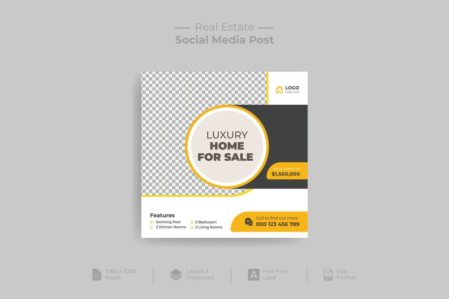 Real estate social media post bundle, modern Real Estate social media post, easily editable, colorful, and elegant design. vector