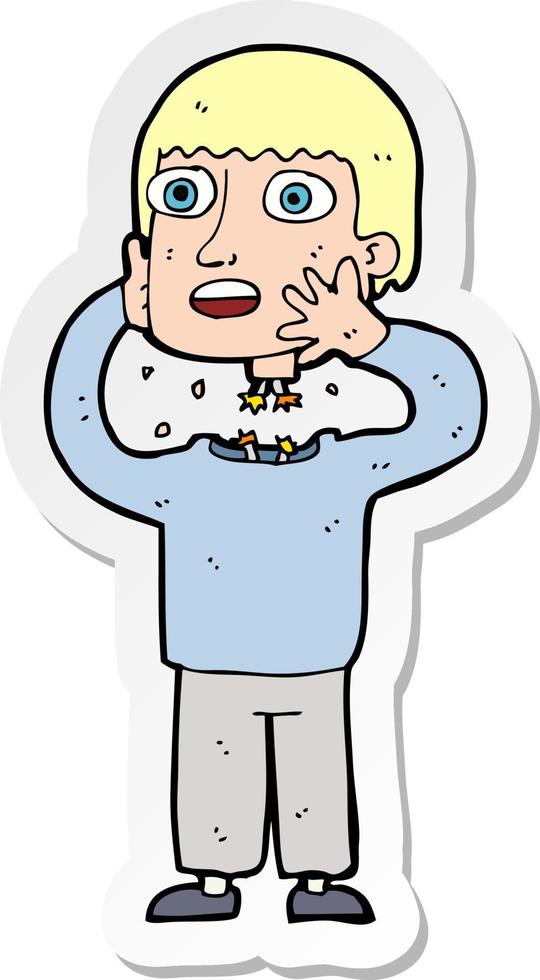 sticker of a cartoon secret robot vector