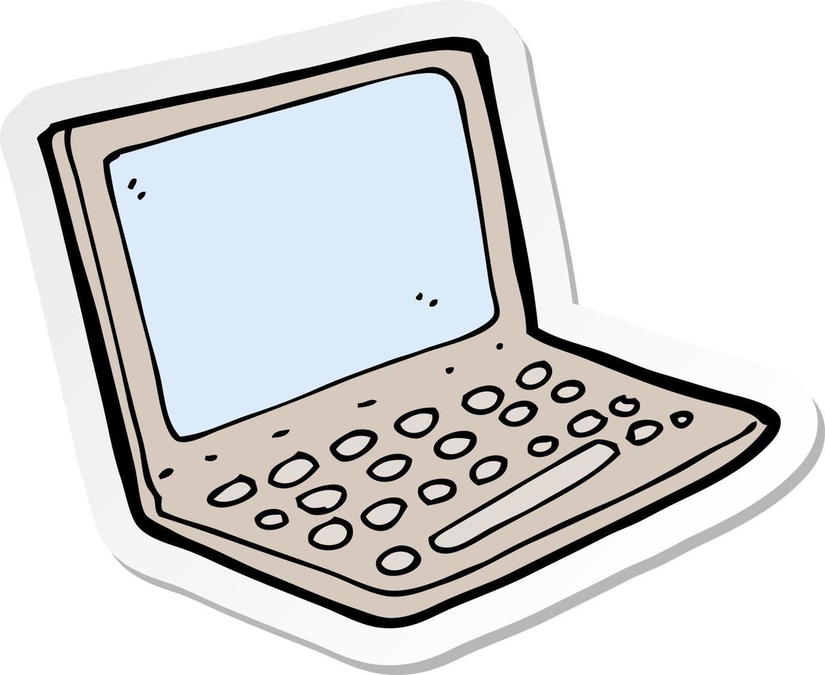 sticker of a cartoon laptop computer vector