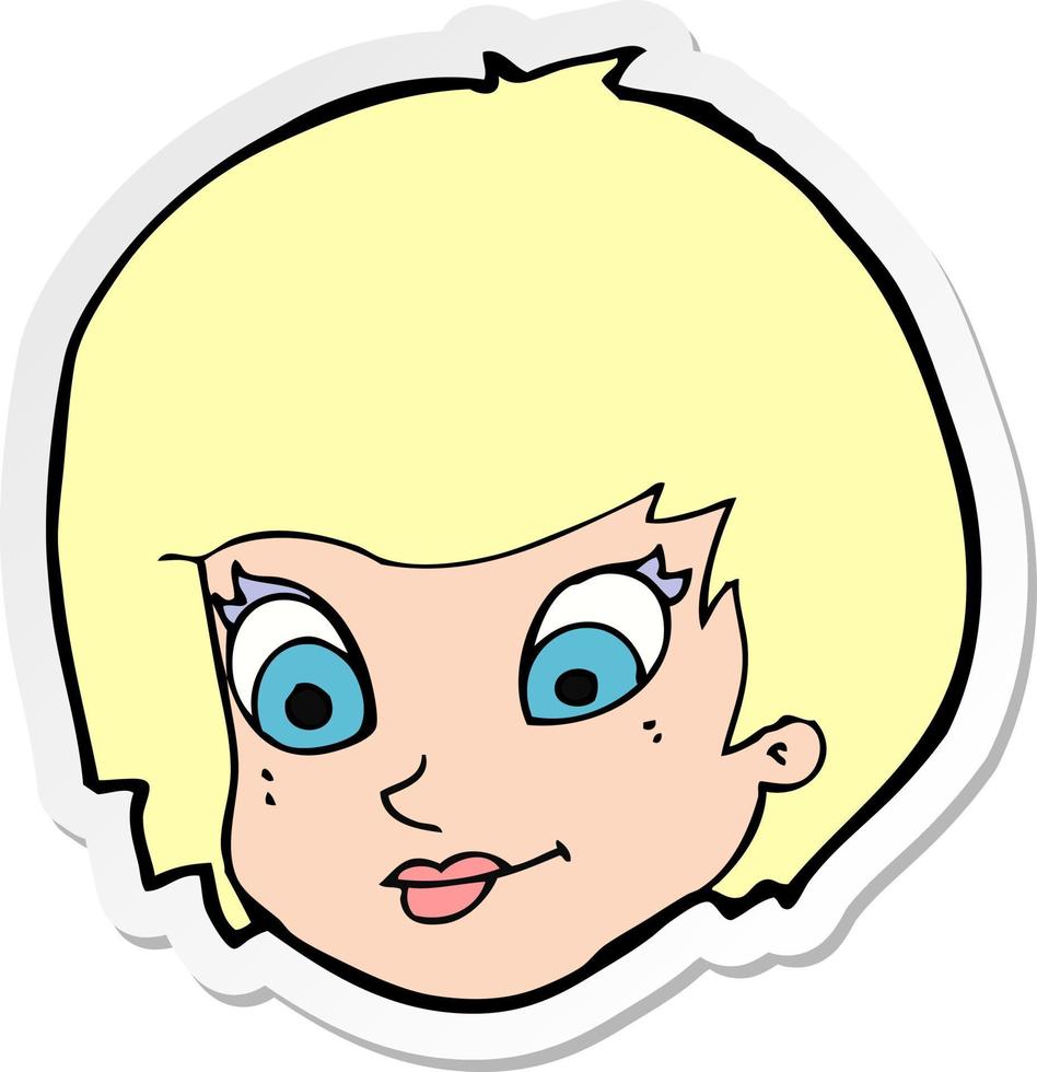 sticker of a cartoon female face vector