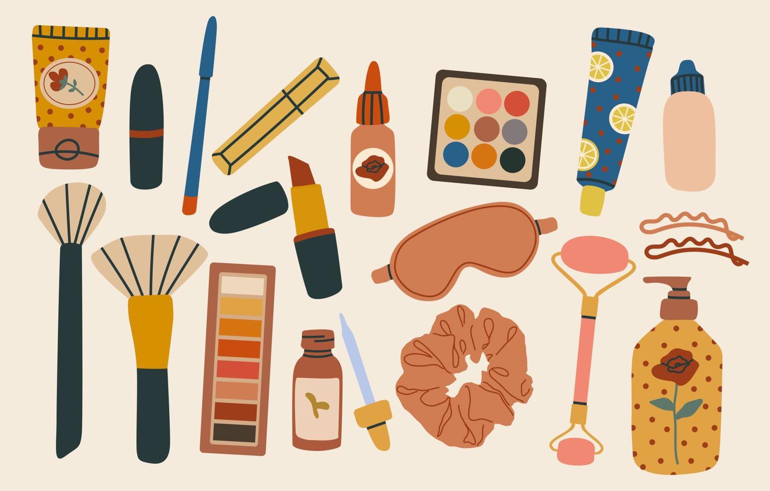 Various cosmetics and care and make up products. vector